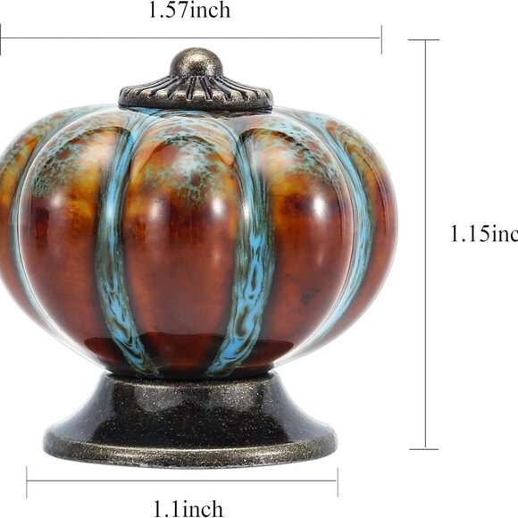 Cabinet Knobs 6 Pack Glazed Ceramic Knobs with Pumpkin Shape for Decor Door Pull - Picture 3 of 6
